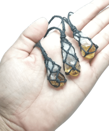 Collar Cuarzo Citrino macramé