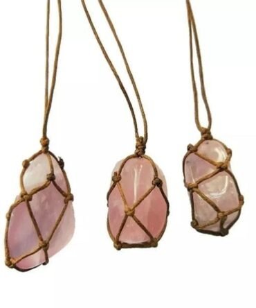 Collar Cuarzo Rosa Macramé