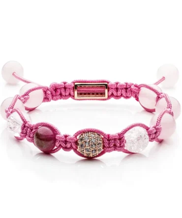 Pulsera Cuarzo Rosa Cuarzo Cristal Rodio 10mm