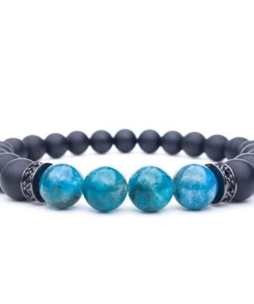 Pulsera Apatita Rodio y Piedra mate