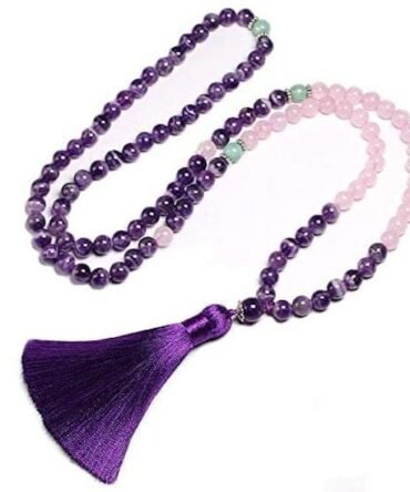 Japa Mala Amatista Cuarzo Rosa Rosario Budista