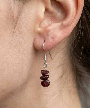 Aretes En Plata Con Granate Chips