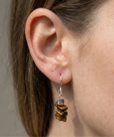 Aretes en plata con Ojo de Tigre Chips