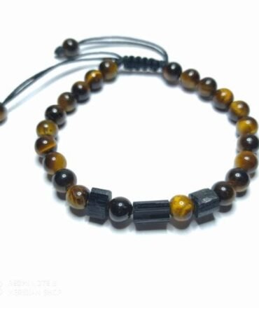 Pulsera Turmalina negra Y Ojo De Tigre 6mm