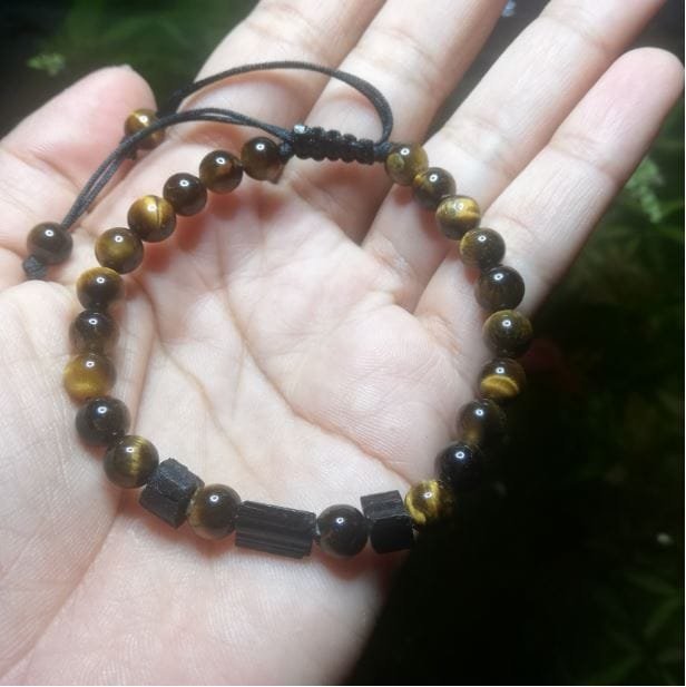 Pulsera Turmalina negra Y Ojo De Tigre 6mm - Image 3