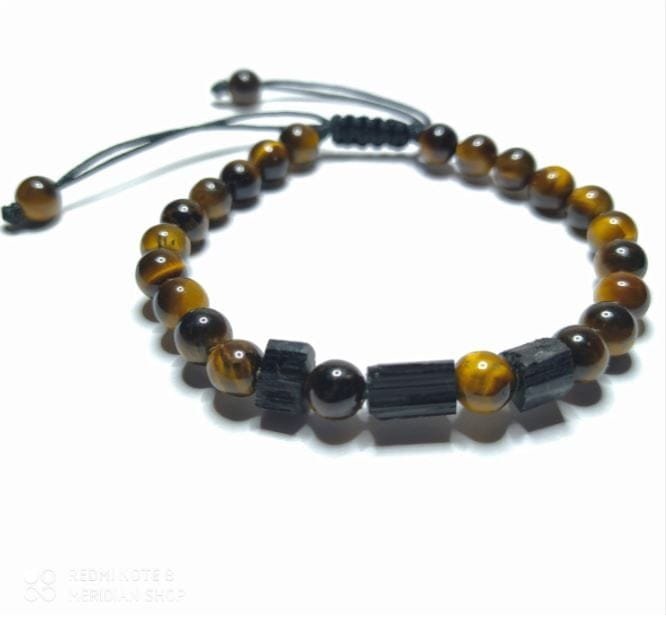 Pulsera Turmalina negra Y Ojo De Tigre 6mm - Image 2