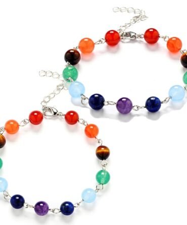 Set Pulseras 7 Chakras Plata *2 und