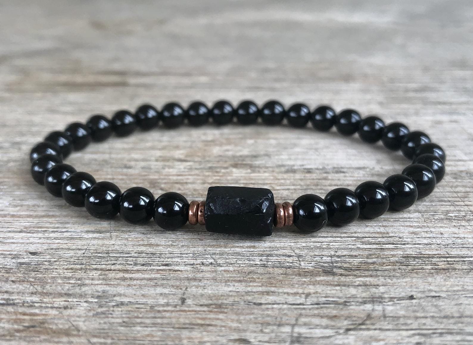 Pulsera Protección - Turmalina Negra En Bruto Y Pulida 6mm - Image 2
