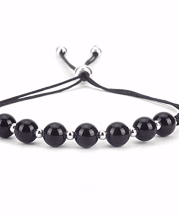 Pulsera Turmalina Negra con separadores en plata