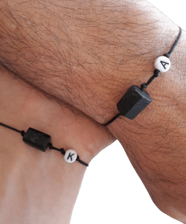 Pulseras Para Pareja Turmalina Negra Letra