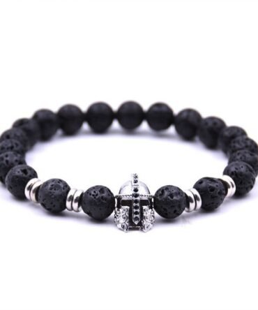 Pulsera Volcánica Con Casco Espartano Rodio
