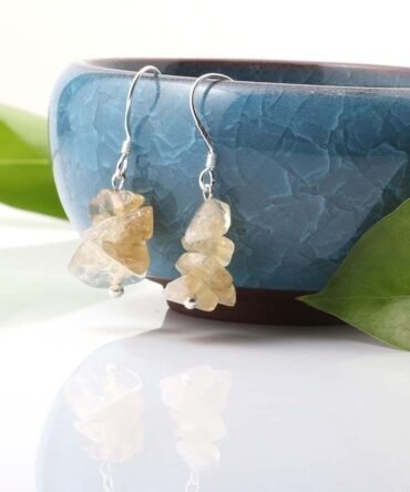 Aretes en plata con Citrino Chips